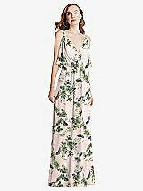 Alt View 3 Thumbnail - Palm Beach Print Convertible Cold-Shoulder Draped Wrap Maxi Dress