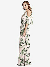 Side View Thumbnail - Palm Beach Print Convertible Cold-Shoulder Draped Wrap Maxi Dress