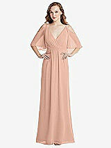 Alt View 1 Thumbnail - Pale Peach Convertible Cold-Shoulder Draped Wrap Maxi Dress