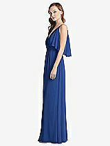 Alt View 2 Thumbnail - Classic Blue Convertible Cold-Shoulder Draped Wrap Maxi Dress