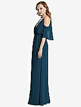 Side View Thumbnail - Atlantic Blue Convertible Cold-Shoulder Draped Wrap Maxi Dress
