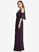 Side View Thumbnail - Aubergine Convertible Cold-Shoulder Draped Wrap Maxi Dress