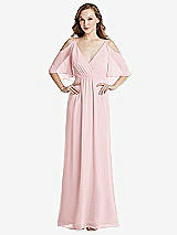 Alt View 1 Thumbnail - Ballet Pink Convertible Cold-Shoulder Draped Wrap Maxi Dress