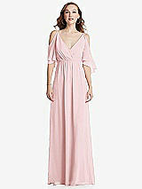 Front View Thumbnail - Ballet Pink Convertible Cold-Shoulder Draped Wrap Maxi Dress