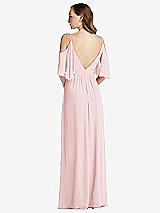 Rear View Thumbnail - Ballet Pink Convertible Cold-Shoulder Draped Wrap Maxi Dress