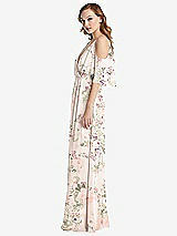 Side View Thumbnail - Blush Garden Convertible Cold-Shoulder Draped Wrap Maxi Dress