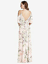 Rear View Thumbnail - Blush Garden Convertible Cold-Shoulder Draped Wrap Maxi Dress
