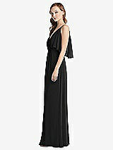 Alt View 2 Thumbnail - Black Convertible Cold-Shoulder Draped Wrap Maxi Dress