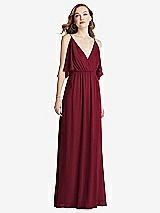 Alt View 3 Thumbnail - Burgundy Convertible Cold-Shoulder Draped Wrap Maxi Dress