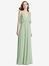 Alt View 3 Thumbnail - Celadon Convertible Cold-Shoulder Draped Wrap Maxi Dress