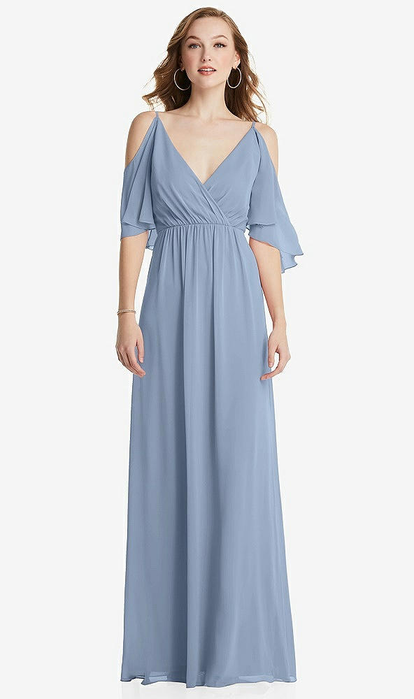 Front View - Cloudy Convertible Cold-Shoulder Draped Wrap Maxi Dress