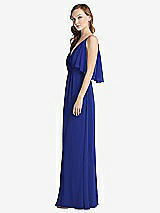 Alt View 2 Thumbnail - Cobalt Blue Convertible Cold-Shoulder Draped Wrap Maxi Dress