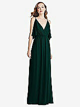 Alt View 3 Thumbnail - Evergreen Convertible Cold-Shoulder Draped Wrap Maxi Dress