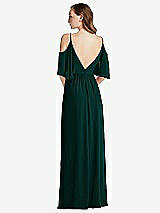 Rear View Thumbnail - Evergreen Convertible Cold-Shoulder Draped Wrap Maxi Dress