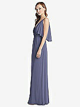 Alt View 2 Thumbnail - French Blue Convertible Cold-Shoulder Draped Wrap Maxi Dress
