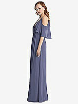 Side View Thumbnail - French Blue Convertible Cold-Shoulder Draped Wrap Maxi Dress