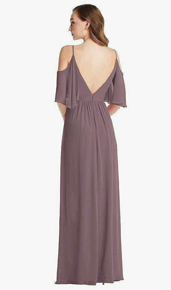 Back View - French Truffle Convertible Cold-Shoulder Draped Wrap Maxi Dress