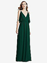 Alt View 3 Thumbnail - Hunter Green Convertible Cold-Shoulder Draped Wrap Maxi Dress
