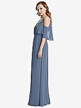 Side View Thumbnail - Larkspur Blue Convertible Cold-Shoulder Draped Wrap Maxi Dress