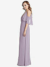 Side View Thumbnail - Lilac Haze Convertible Cold-Shoulder Draped Wrap Maxi Dress