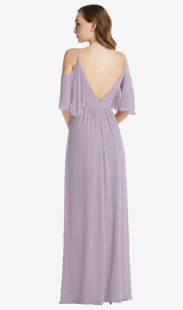 Back View - Lilac Haze Convertible Cold-Shoulder Draped Wrap Maxi Dress