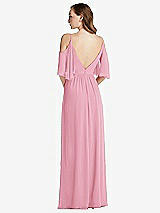 Rear View Thumbnail - Peony Pink Convertible Cold-Shoulder Draped Wrap Maxi Dress