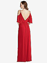 Rear View Thumbnail - Parisian Red Convertible Cold-Shoulder Draped Wrap Maxi Dress