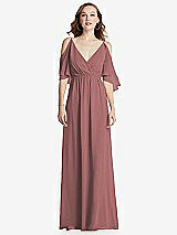 Front View Thumbnail - Rosewood Convertible Cold-Shoulder Draped Wrap Maxi Dress
