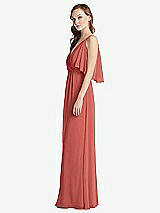 Alt View 2 Thumbnail - Coral Pink Convertible Cold-Shoulder Draped Wrap Maxi Dress