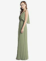 Alt View 2 Thumbnail - Sage Convertible Cold-Shoulder Draped Wrap Maxi Dress
