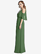Side View Thumbnail - Vineyard Green Convertible Cold-Shoulder Draped Wrap Maxi Dress