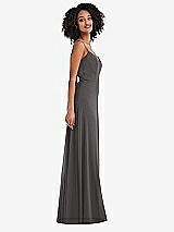Side View Thumbnail - Caviar Gray Tie-Back Cutout Maxi Dress with Front Slit