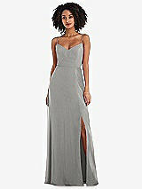 Front View Thumbnail - Chelsea Gray Tie-Back Cutout Maxi Dress with Front Slit