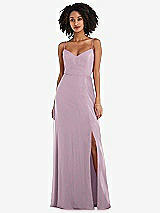 Front View Thumbnail - Suede Rose Tie-Back Cutout Maxi Dress with Front Slit