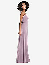 Side View Thumbnail - Suede Rose Tie-Back Cutout Maxi Dress with Front Slit