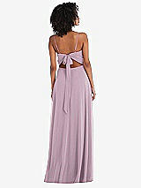 Rear View Thumbnail - Suede Rose Tie-Back Cutout Maxi Dress with Front Slit