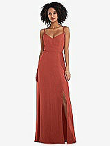 Front View Thumbnail - Amber Sunset Tie-Back Cutout Maxi Dress with Front Slit