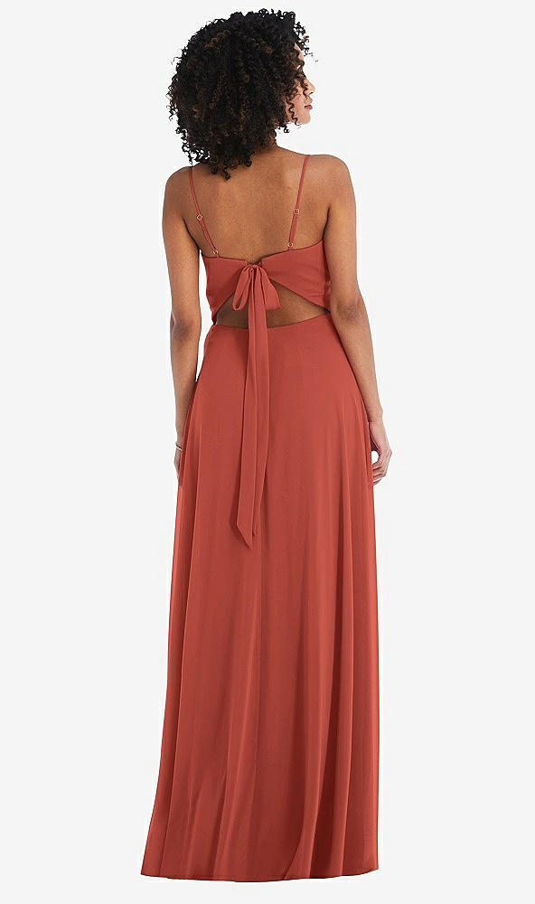 Back View - Amber Sunset Tie-Back Cutout Maxi Dress with Front Slit