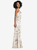 Side View Thumbnail - Blush Garden Tie-Back Cutout Maxi Dress with Front Slit
