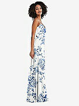 Side View Thumbnail - Cottage Rose Dusk Blue Tie-Back Cutout Maxi Dress with Front Slit