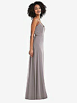 Side View Thumbnail - Cashmere Gray Tie-Back Cutout Maxi Dress with Front Slit