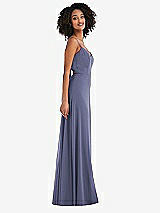 Side View Thumbnail - French Blue Tie-Back Cutout Maxi Dress with Front Slit