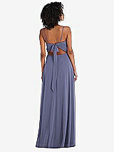 Rear View Thumbnail - French Blue Tie-Back Cutout Maxi Dress with Front Slit
