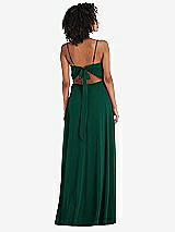 Rear View Thumbnail - Hunter Green Tie-Back Cutout Maxi Dress with Front Slit