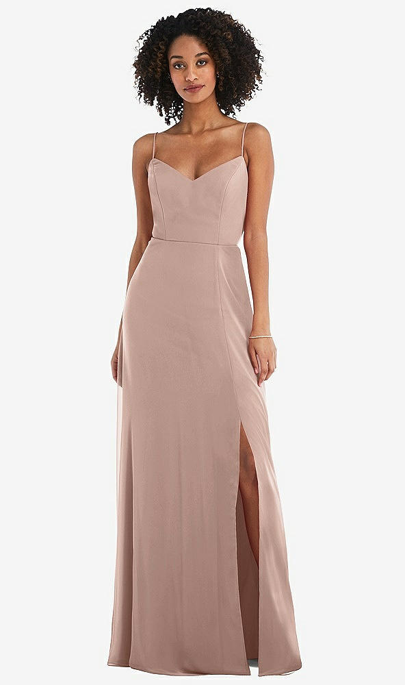 Front View - Neu Nude Tie-Back Cutout Maxi Dress with Front Slit