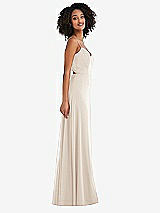 Side View Thumbnail - Oat Tie-Back Cutout Maxi Dress with Front Slit