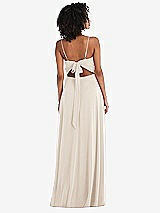 Rear View Thumbnail - Oat Tie-Back Cutout Maxi Dress with Front Slit