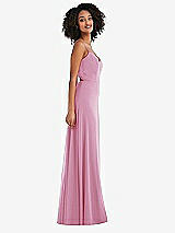 Side View Thumbnail - Powder Pink Tie-Back Cutout Maxi Dress with Front Slit