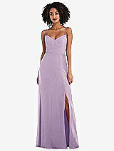 Front View Thumbnail - Pale Purple Tie-Back Cutout Maxi Dress with Front Slit