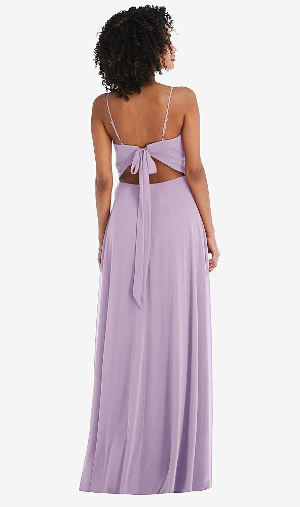 Back View - Pale Purple Tie-Back Cutout Maxi Dress with Front Slit